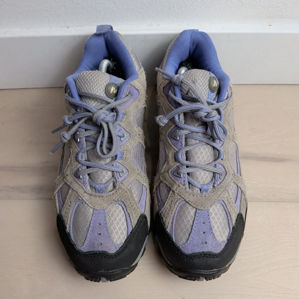 Merrell Hiking Shoes Trail Shoes Sneakers Womens 9 Grey Purple Suede Air Cushion
